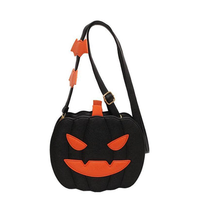 Halloween Bags Funny Pumpkin Cartoon Shoulder Crossbody Bag With Bat - Shanilia