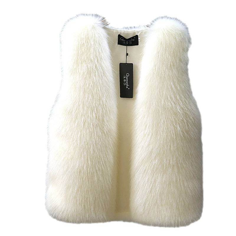 Women's Imitation Fox Fur Waistcoat Vest - Plus Size Furry Cotton Vest - Shanilia