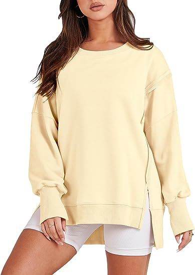 Women's Oversized Sweatshirt - Neck Long Sleeve Pullover Hoodie - Shanilia