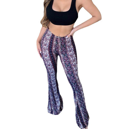 Stylish High Elastic Slim Fit Women's Print Pants | Sexy Trousers - Shanilia