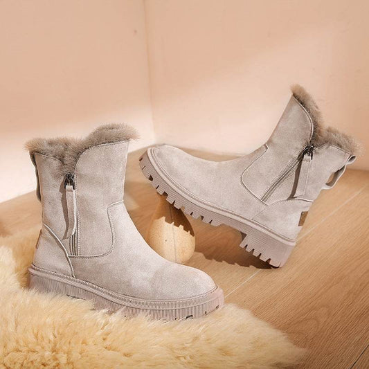 Cotton-Padded Shoes Fur Snow Boots | Fleece-Lined Casual Martin - Shanilia