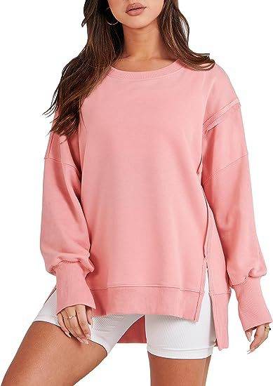 Women's Oversized Sweatshirt - Neck Long Sleeve Pullover Hoodie - Shanilia