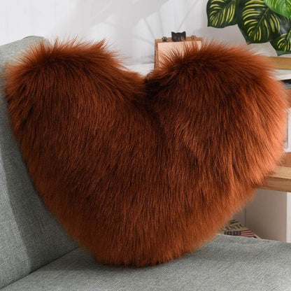 Fluffy Shaggy Heart-Shaped Throw Pillow Covers for a Cozy Home Decor - Shanilia