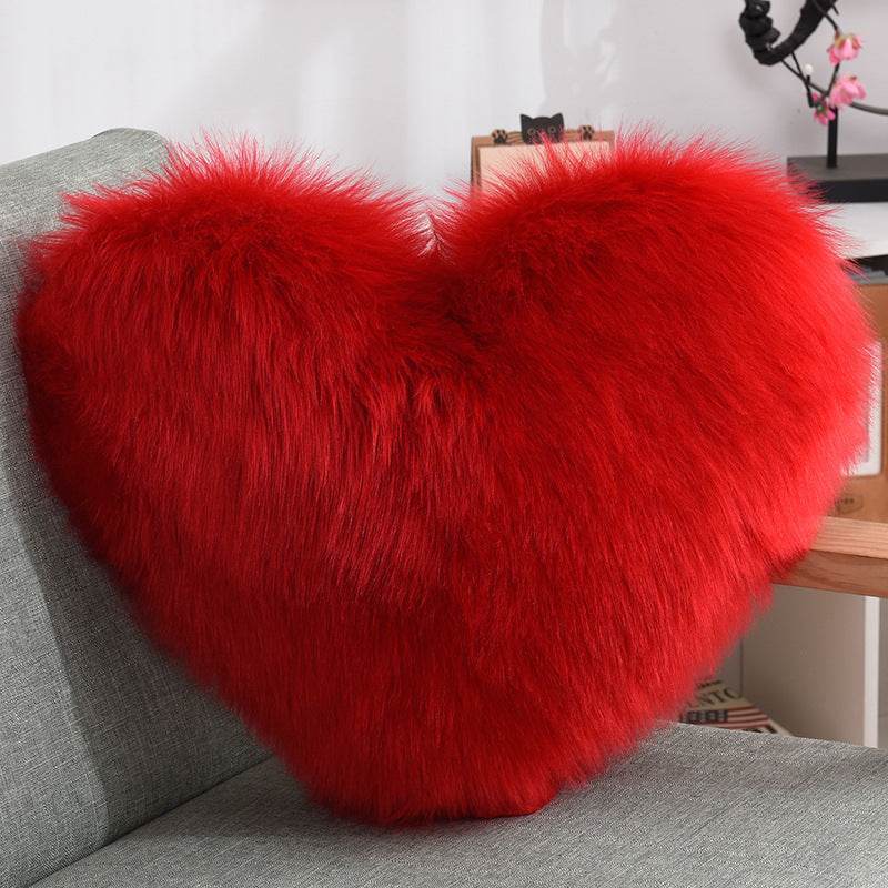 Fluffy Shaggy Heart-Shaped Throw Pillow Covers for a Cozy Home Decor - Shanilia