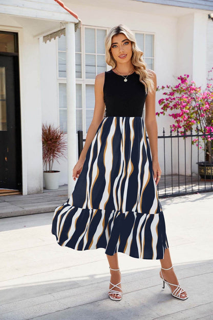 Striped Print Summer Dress - Sleeveless Long Dress for Women - Shanilia