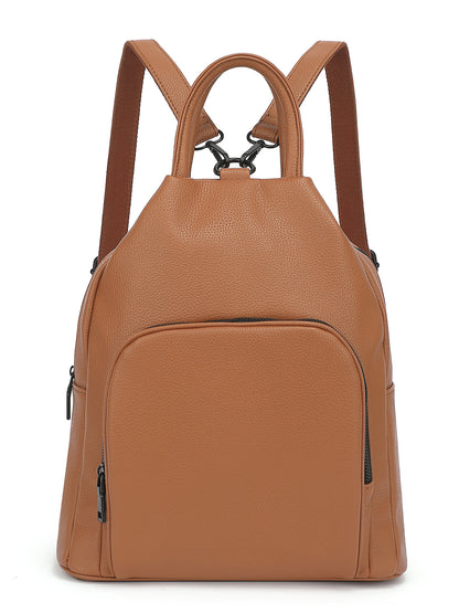 Pu Backpack Practical Soft Leather Zipper Handbag