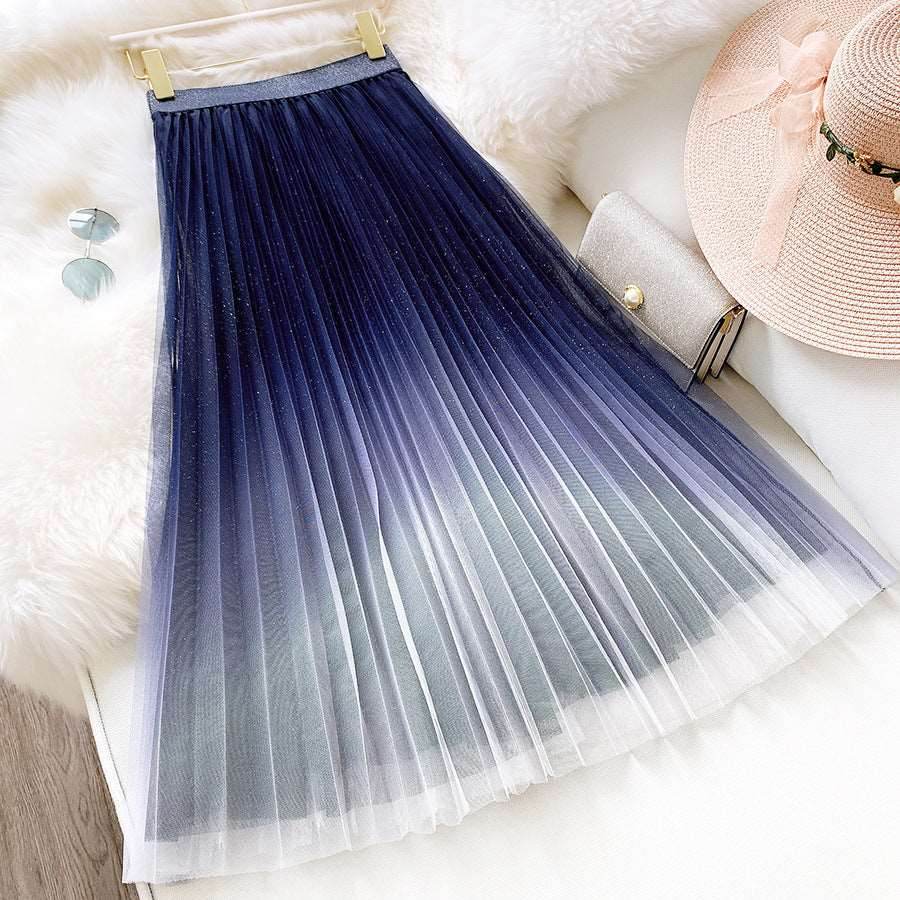 Starry Sky Gradient Color Mesh Skirt Women - Shanilia