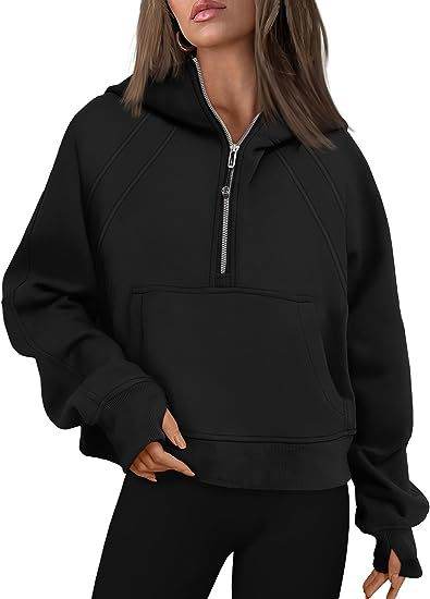 Women Zipper Hoodies Sweatshirts With Pocket - Loose Sport Tops Long Sleeve Pullover Sweaters - Shanilia