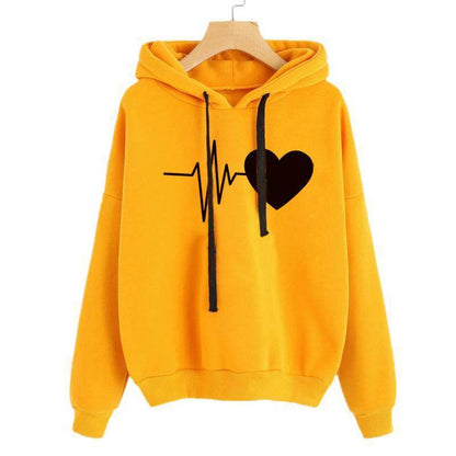 Heart Print Streetwear Hoodies for Women - Shanilia