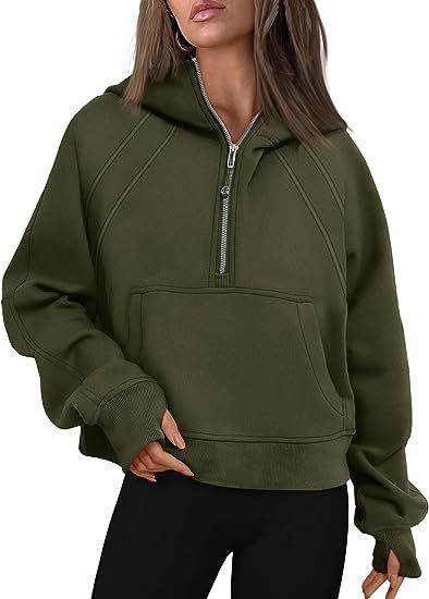 Women Zipper Hoodies Sweatshirts With Pocket - Loose Sport Tops Long Sleeve Pullover Sweaters - Shanilia