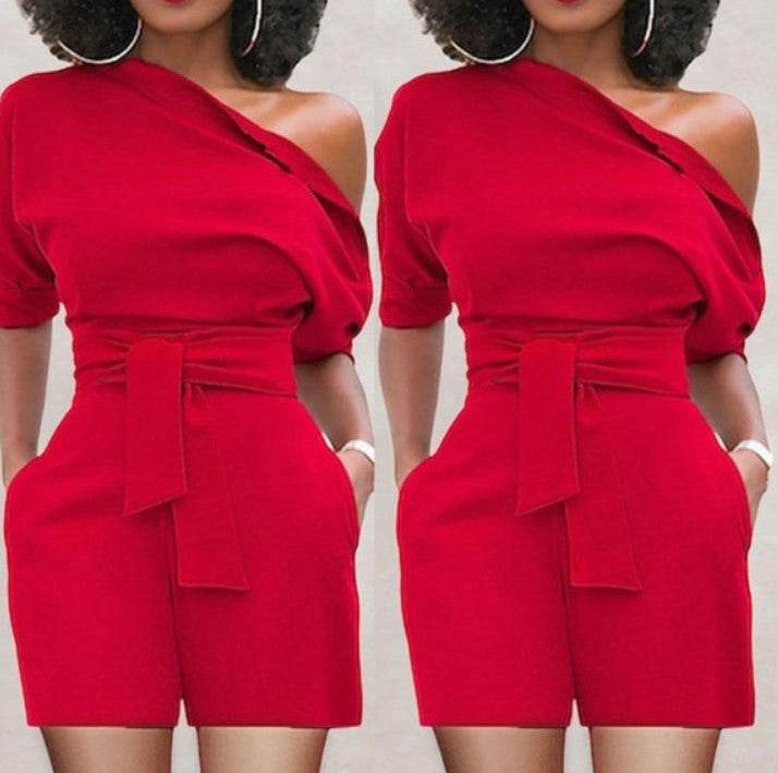 Women's Shoulder Button One-piece Shorts Suit | Jumpsuits - Shanilia