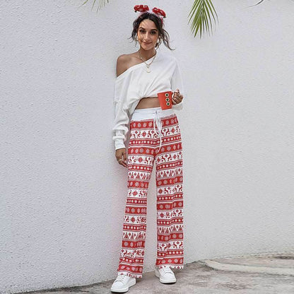 Casual Drawstring Trousers | Pants With Elk Christmas - Shanilia