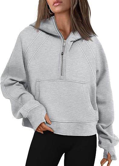 Women Zipper Hoodies Sweatshirts With Pocket - Loose Sport Tops Long Sleeve Pullover Sweaters - Shanilia