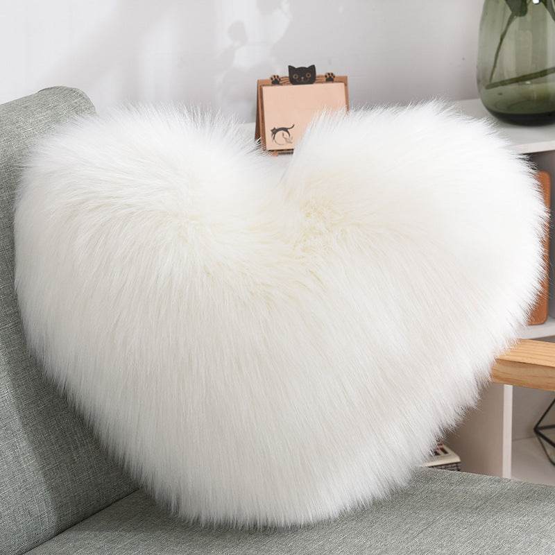 Fluffy Shaggy Heart-Shaped Throw Pillow Covers for a Cozy Home Decor - Shanilia