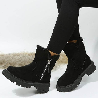 Thick Plush Snow Boots Women Faux Suede Non-slip Winter Shoes - Shanilia