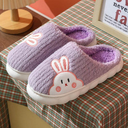 Cute Rabbit Striped Slippers For Women | Thick-soled Indoor Couple Slippers - Shanilia