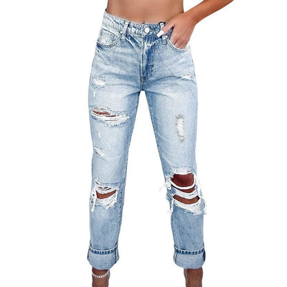 Vintage Tattered High Waist Skinny Jeans - Shanilia