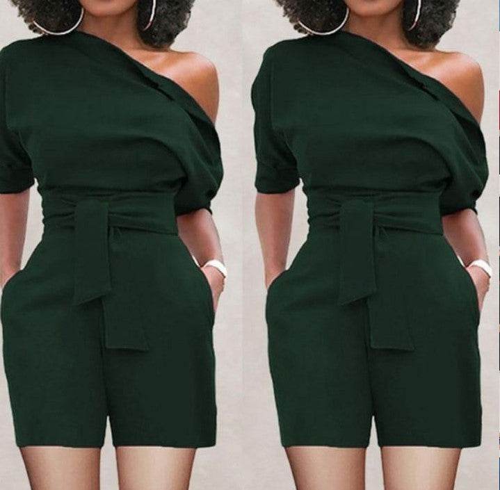 Women's Shoulder Button One-piece Shorts Suit | Jumpsuits - Shanilia