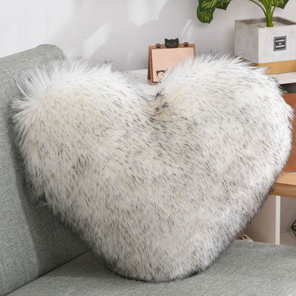 Fluffy Shaggy Heart-Shaped Throw Pillow Covers for a Cozy Home Decor - Shanilia