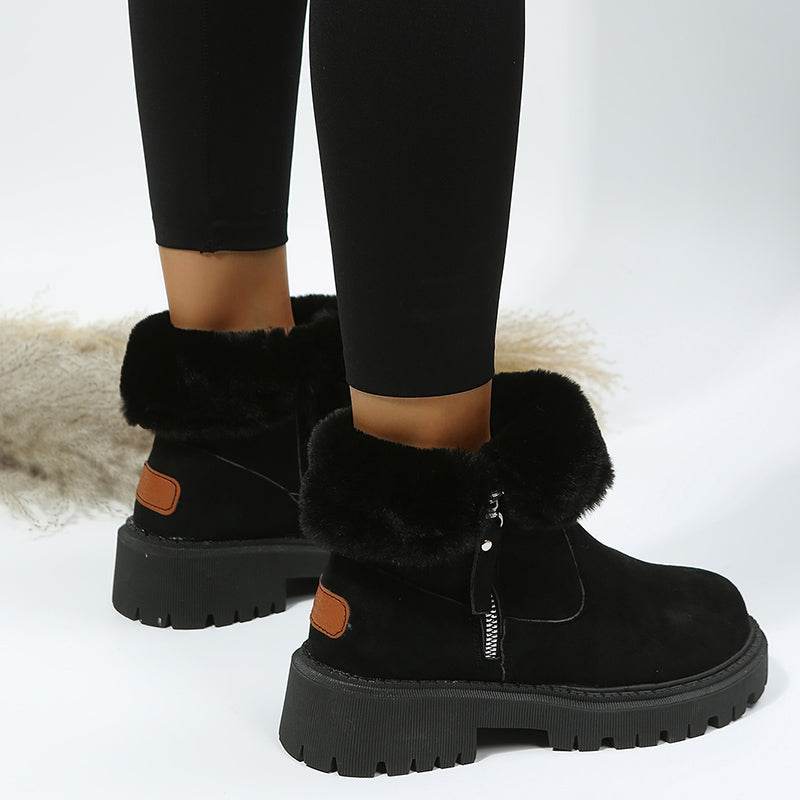 Thick Plush Snow Boots Women Faux Suede Non-slip Winter Shoes - Shanilia