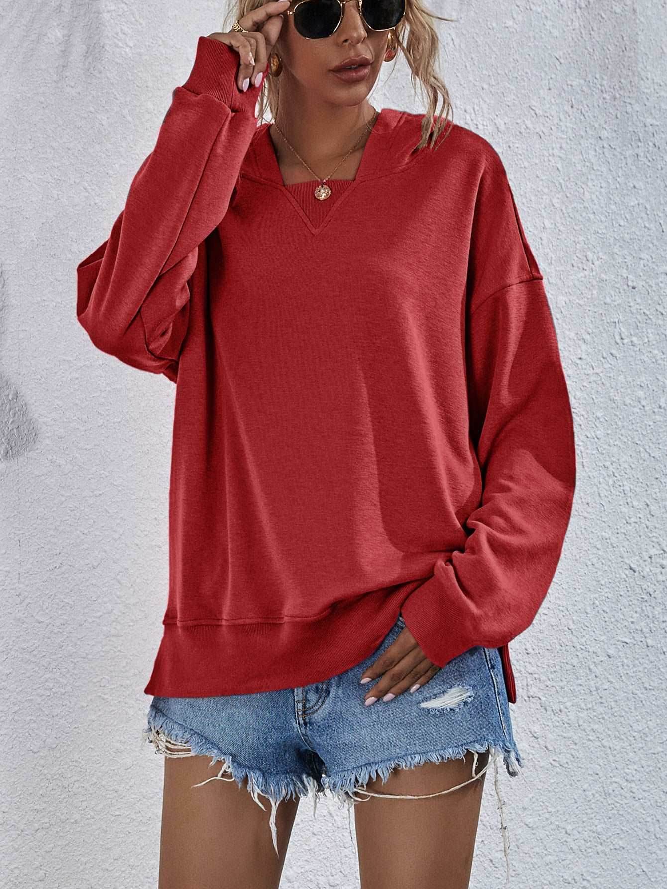 Women's Hoodie Sweatshirt | Sports Casual Candy Color Long Sleeve Tops - Shanilia