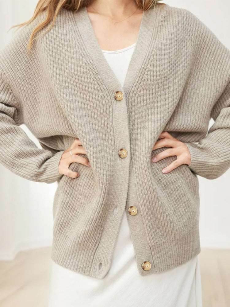 Women's Solid Color Cardigan Sweater Coat | Comfort and Style - Shanilia