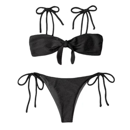 Women's Split Lace Bikini Bow Swimsuit - Shanilia