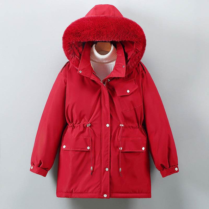 Women's Down Cotton Jacket Coat - Slimming Thickened Mid-length - Shanilia