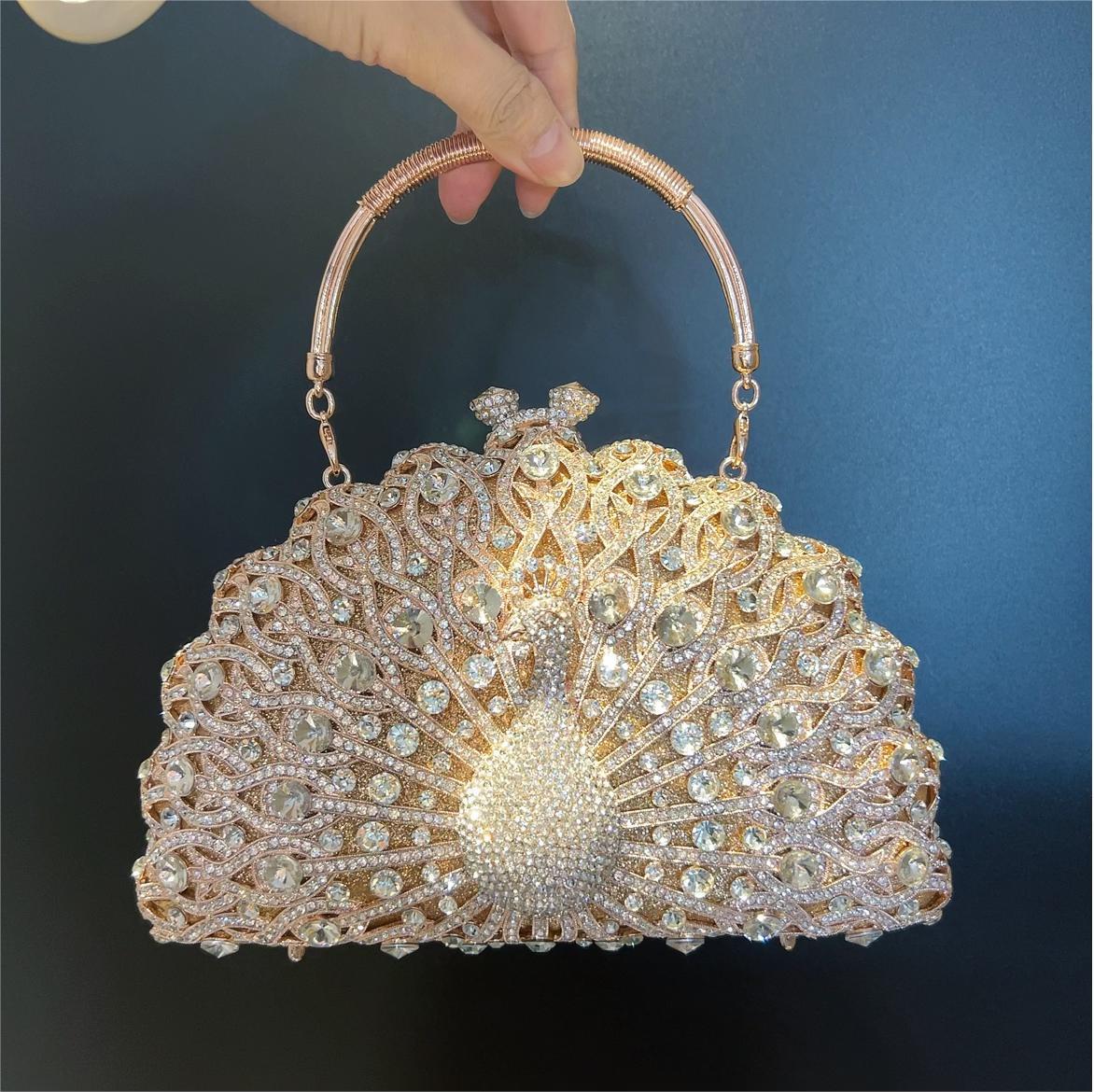 Large Peacock Diamond Every Night Bags Luxury