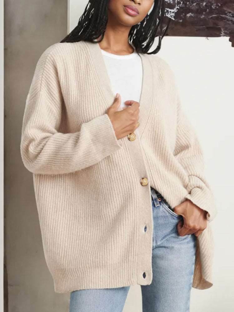 Women's Solid Color Cardigan Sweater Coat | Comfort and Style - Shanilia