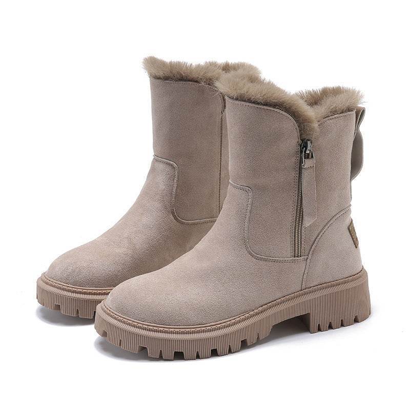 Cotton-Padded Shoes Fur Snow Boots | Fleece-Lined Casual Martin - Shanilia