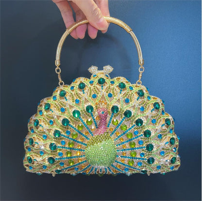 Large Peacock Diamond Every Night Bags Luxury