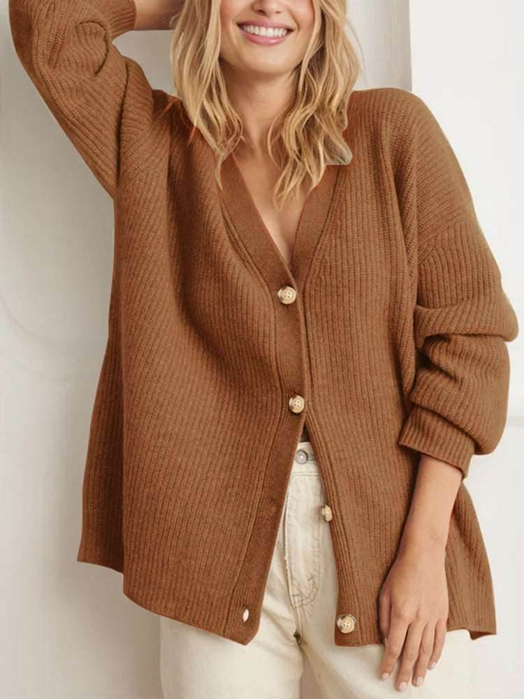 Women's Solid Color Cardigan Sweater Coat | Comfort and Style - Shanilia