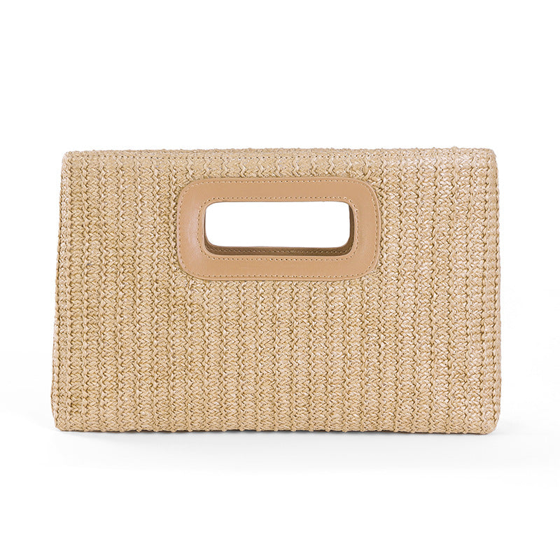 Vacation Style Straw Clutch Detachable Chain