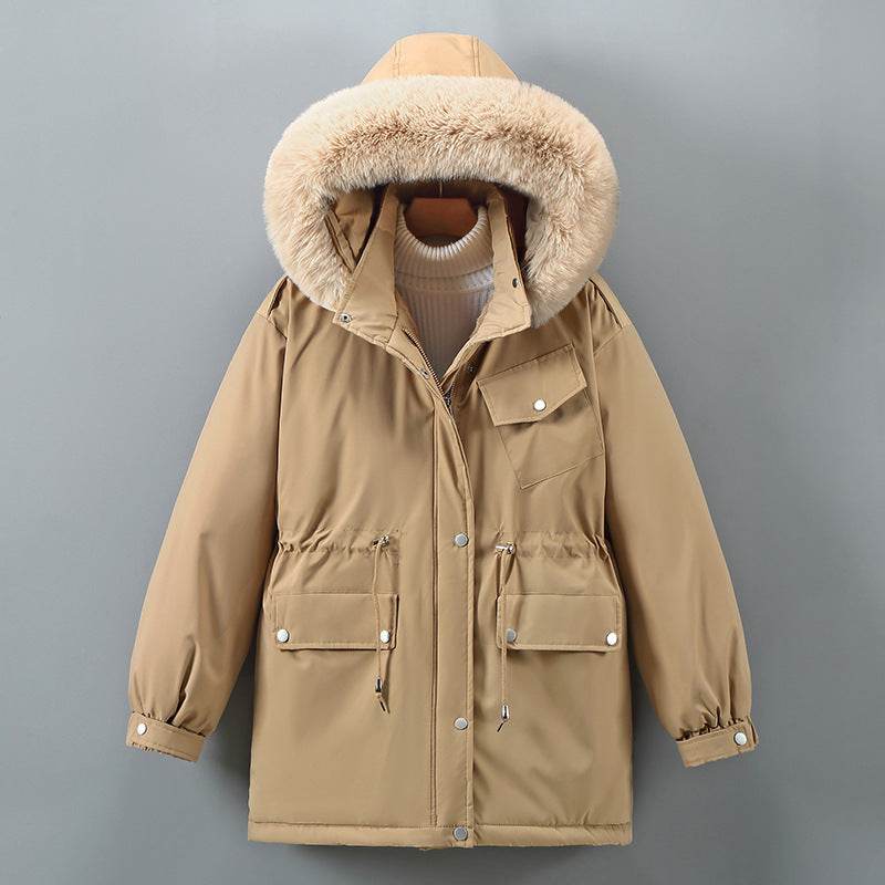 Women's Down Cotton Jacket Coat - Slimming Thickened Mid-length - Shanilia