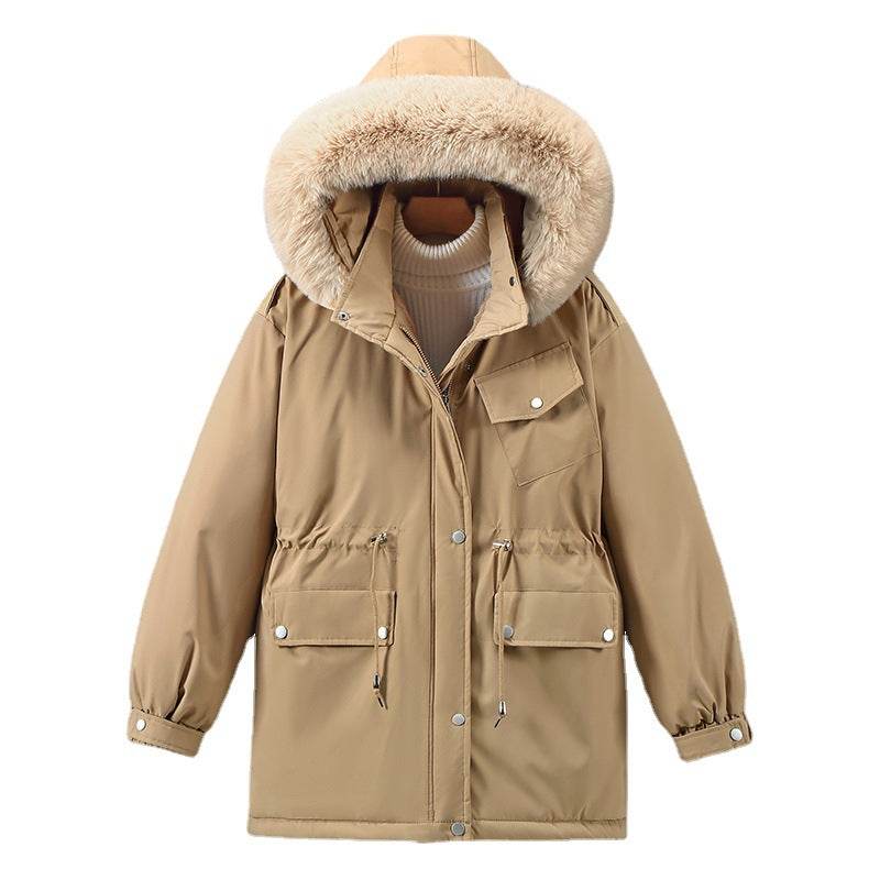 Women's Down Cotton Jacket Coat - Slimming Thickened Mid-length - Shanilia