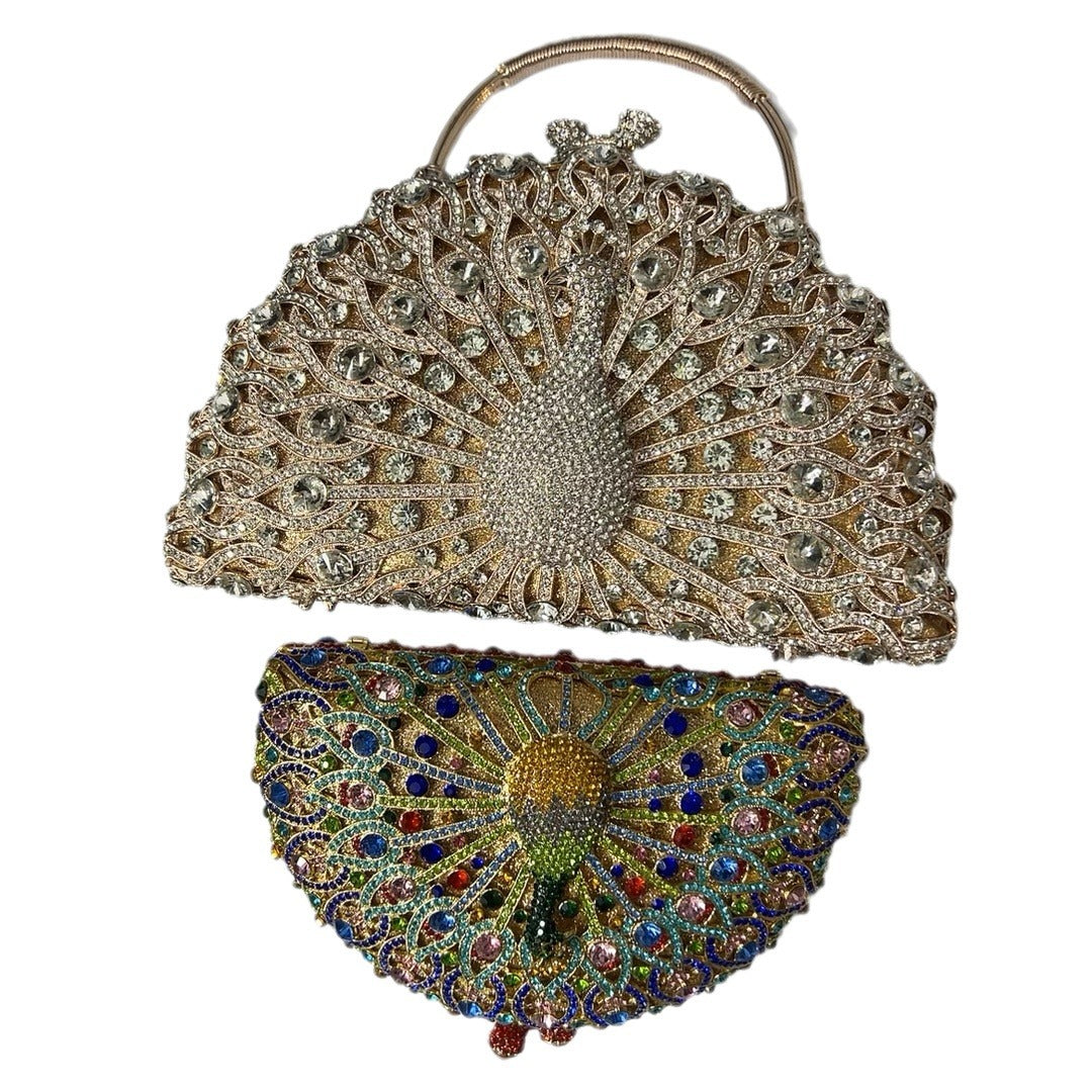 Large Peacock Diamond Every Night Bags Luxury