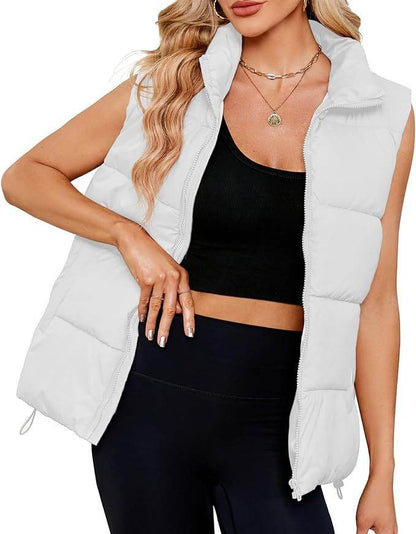 Women's Sleeveless Stand-up Collar Thermal Down Cotton-padded Vest - Shanilia