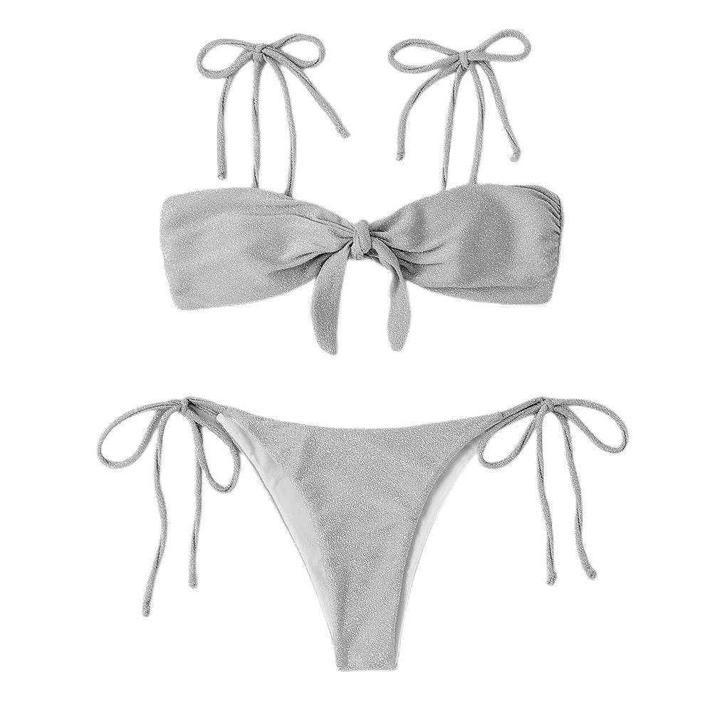 Women's Split Lace Bikini Bow Swimsuit - Shanilia