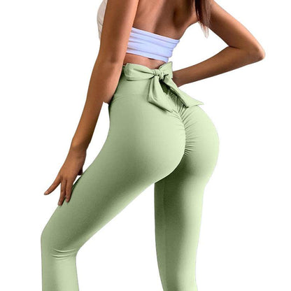 Women's Fashionable Hip-lifting Bow Fitness Trousers - Shanilia