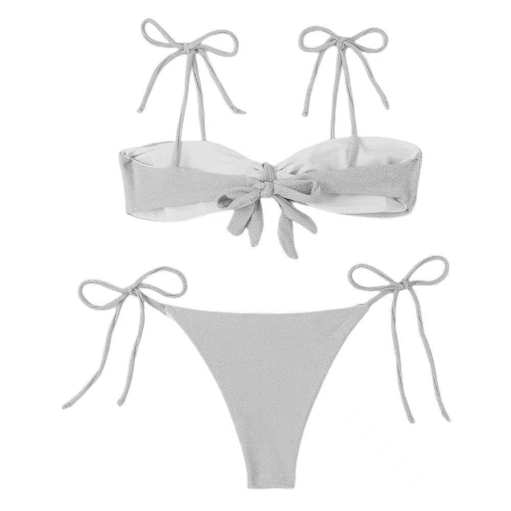 Women's Split Lace Bikini Bow Swimsuit - Shanilia