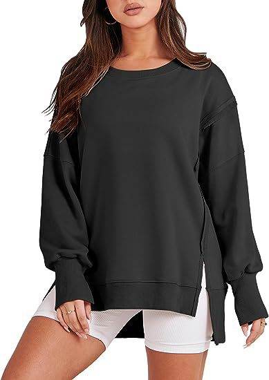 Women's Oversized Sweatshirt - Neck Long Sleeve Pullover Hoodie - Shanilia