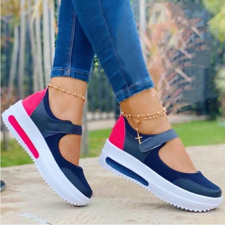 Women Fashion Vulcanized Sneakers Platform Solid Color Flats Ladies Shoes Casual Breathable Wedges Ladies Walking Sneakers - Shanilia