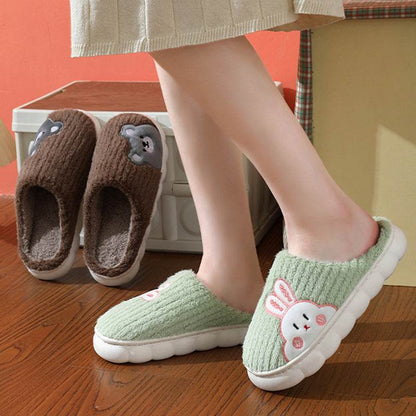 Cute Rabbit Striped Slippers For Women | Thick-soled Indoor Couple Slippers - Shanilia