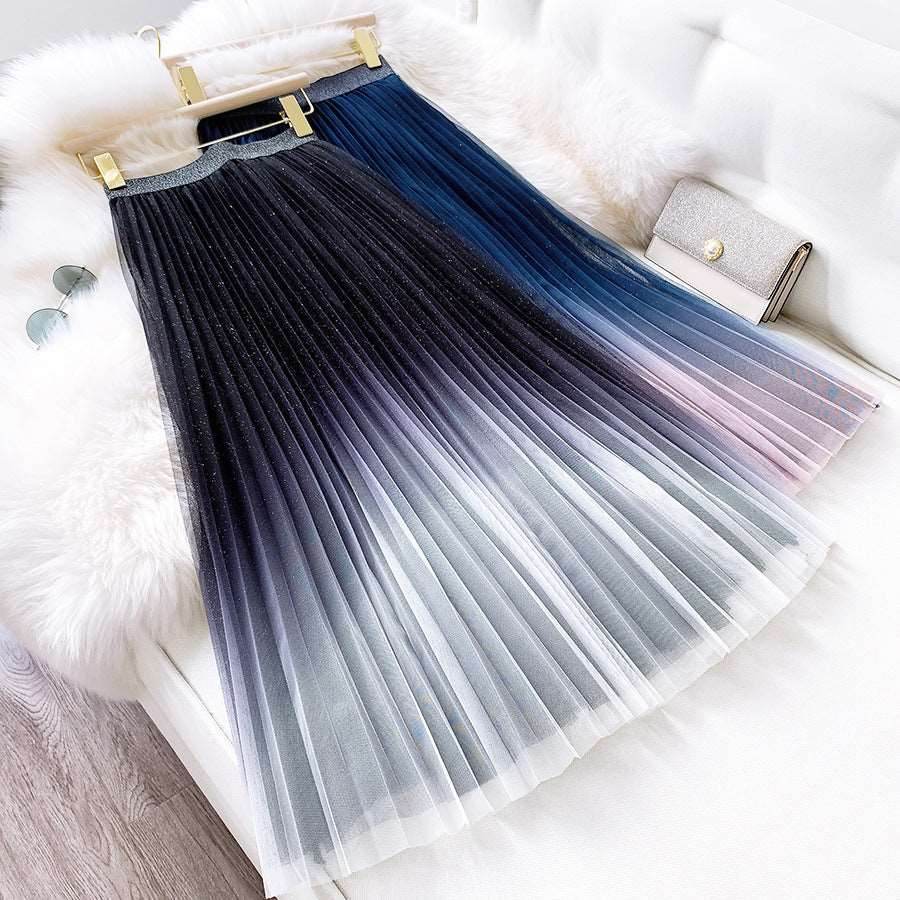 Starry Sky Gradient Color Mesh Skirt Women - Shanilia