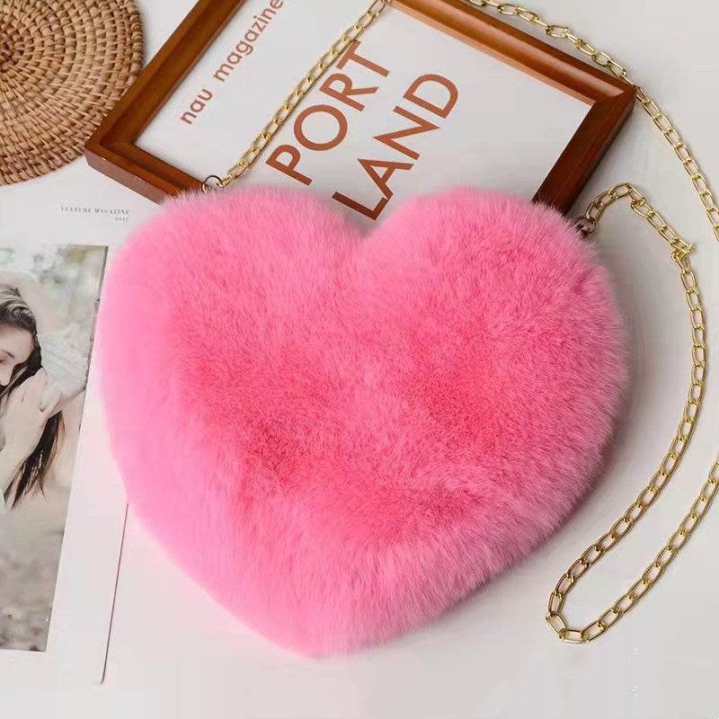 Love Bags For Women Plush Chain Shoulder Bags Valentine's Day Party Bag - Shanilia