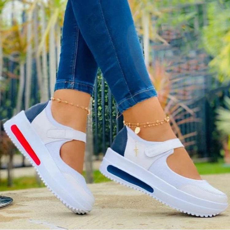 Women Fashion Vulcanized Sneakers Platform Solid Color Flats Ladies Shoes Casual Breathable Wedges Ladies Walking Sneakers - Shanilia