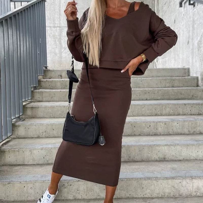 Vest Dress Hooded Hoodie V-Neck Top Suit - Shanilia