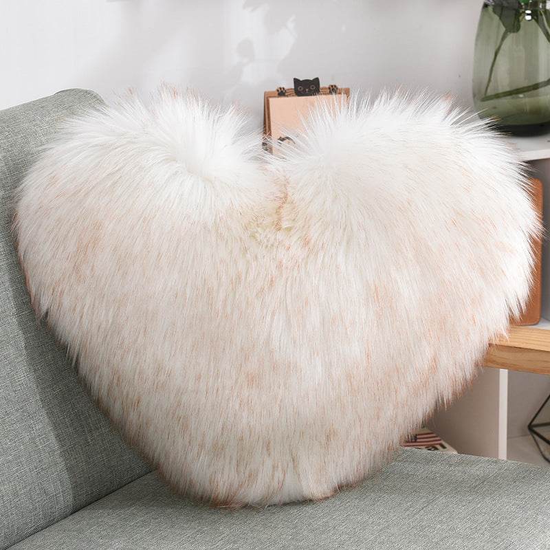 Fluffy Shaggy Heart-Shaped Throw Pillow Covers for a Cozy Home Decor - Shanilia