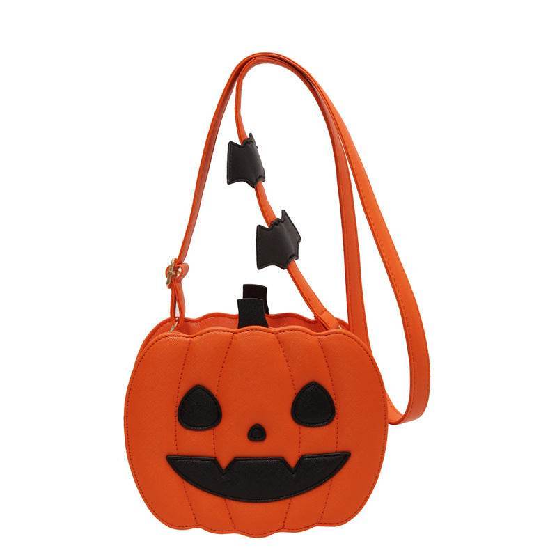 Halloween Bags Funny Pumpkin Cartoon Shoulder Crossbody Bag With Bat - Shanilia